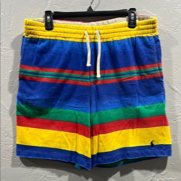 ☀️🏝️ POLO RALPH LAUREN Men's 8 Inch Striped Spa Cotton Terry Shorts Size Lg -EU - Picture 1 of 10